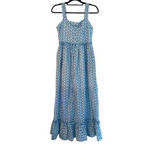 💖NWT Blue Rain Francesca’s Darla White & Blue Eyelet Tank Maxi Dress, sz small